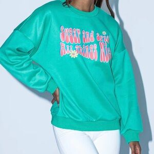 Princess Polly Exclusive Sugar and Spice All Things Nice Sweater Sweatshirt Sz 2